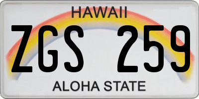 HI license plate ZGS259