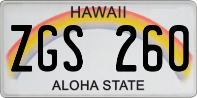 HI license plate ZGS260