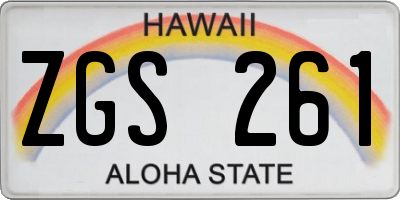 HI license plate ZGS261