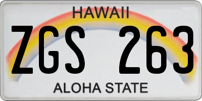 HI license plate ZGS263