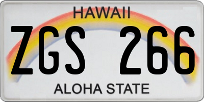 HI license plate ZGS266