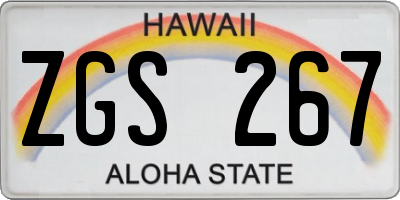 HI license plate ZGS267