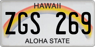 HI license plate ZGS269