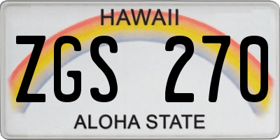 HI license plate ZGS270