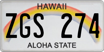 HI license plate ZGS274