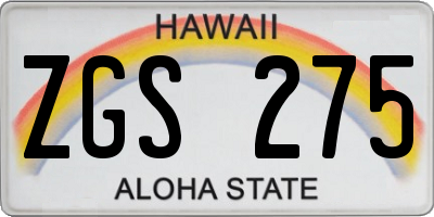 HI license plate ZGS275