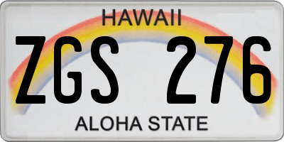 HI license plate ZGS276