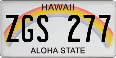 HI license plate ZGS277