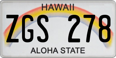 HI license plate ZGS278