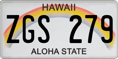 HI license plate ZGS279