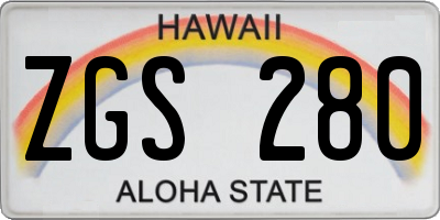 HI license plate ZGS280
