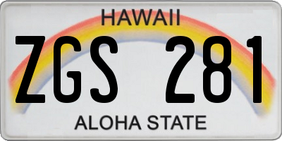 HI license plate ZGS281