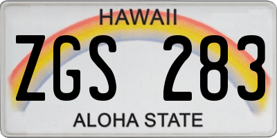 HI license plate ZGS283