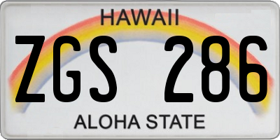 HI license plate ZGS286