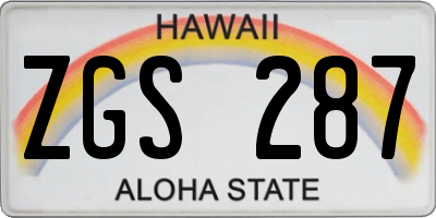 HI license plate ZGS287