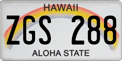 HI license plate ZGS288