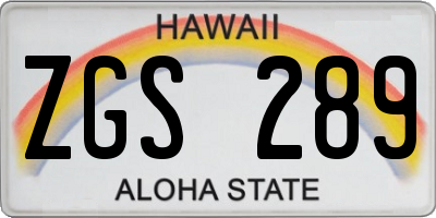 HI license plate ZGS289