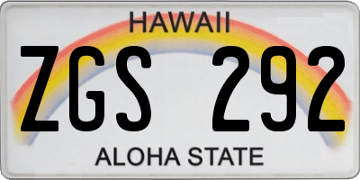 HI license plate ZGS292