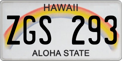 HI license plate ZGS293