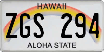 HI license plate ZGS294