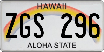 HI license plate ZGS296