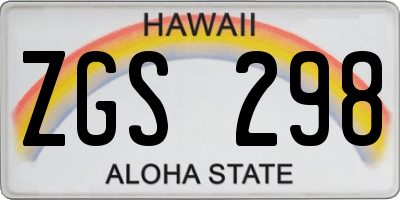 HI license plate ZGS298