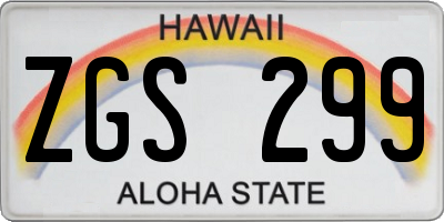 HI license plate ZGS299
