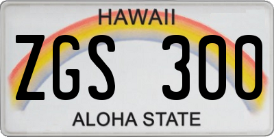 HI license plate ZGS300