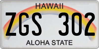 HI license plate ZGS302
