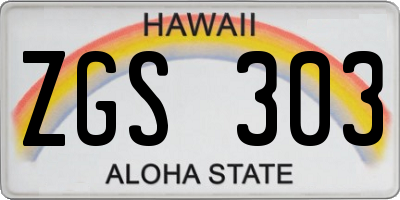 HI license plate ZGS303