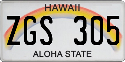 HI license plate ZGS305