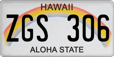 HI license plate ZGS306