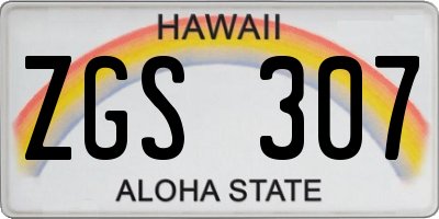 HI license plate ZGS307