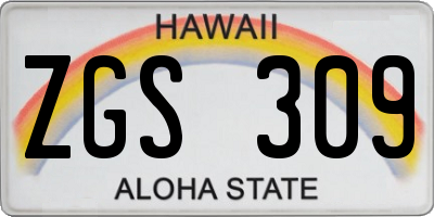 HI license plate ZGS309