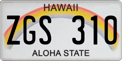 HI license plate ZGS310