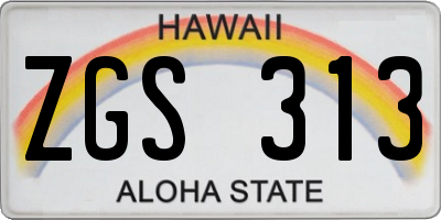 HI license plate ZGS313