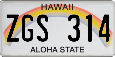 HI license plate ZGS314