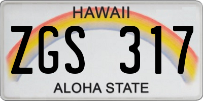 HI license plate ZGS317