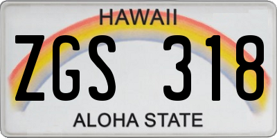 HI license plate ZGS318