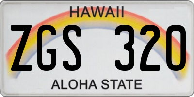 HI license plate ZGS320