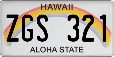 HI license plate ZGS321