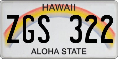 HI license plate ZGS322