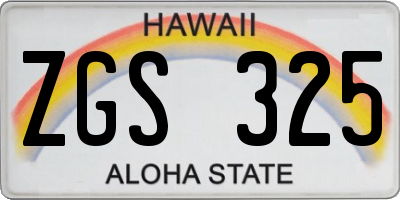 HI license plate ZGS325