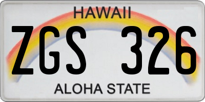 HI license plate ZGS326