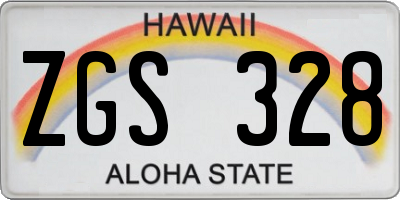 HI license plate ZGS328