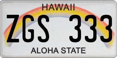 HI license plate ZGS333