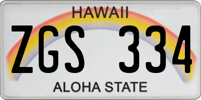 HI license plate ZGS334