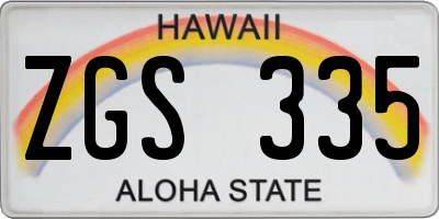 HI license plate ZGS335