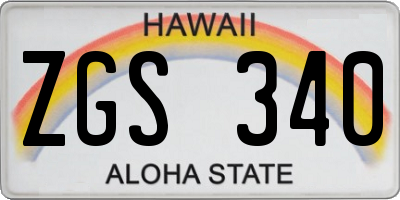 HI license plate ZGS340