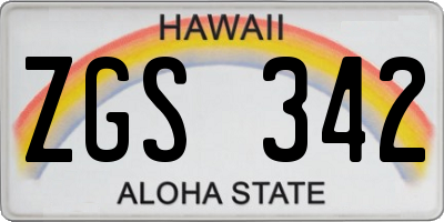 HI license plate ZGS342